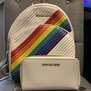 Michael Kors medium backpack with white wristlet wallet